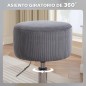 Taburete de Cocina Regulable en Altura 52-66 cm Tapizado en Pana Giratorio en 360° Gris