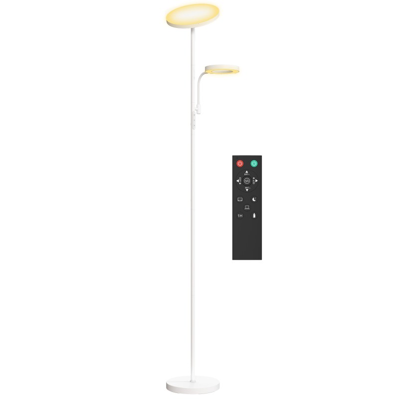 Lámpara de Pie LED Regulable 42W con Control Remoto y Táctil Temperatura de Color y Brillo Ajustable Blanco