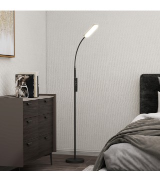 Lámpara de Pie LED Regulable con Temperaturas de Color Ajuste Continuo Control Remoto y Táctil Temporizador Negro