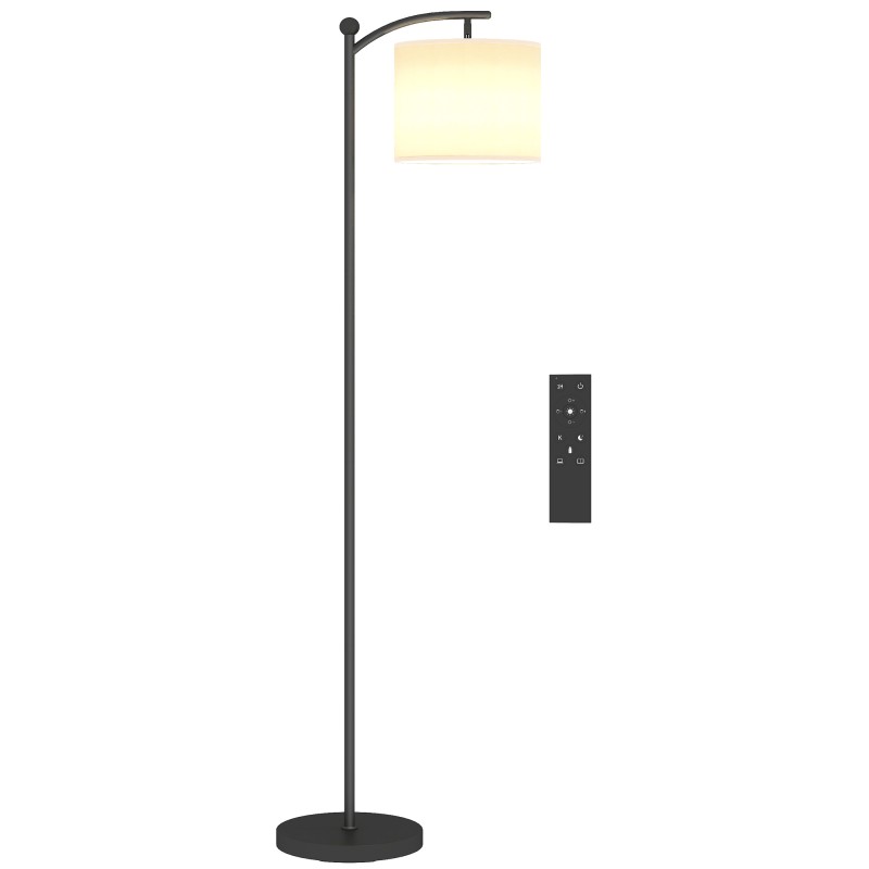 Lámpara de Pie LED Regulable con Temperaturas de Color Ajuste Continuo Control Remoto Temporizador de 60 Minutos Negro