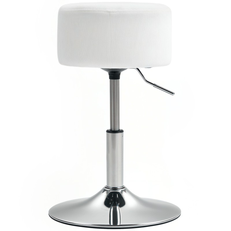 Taburete de Cocina Regulable en Altura 52-66 cm Tapizado en Pana Giratorio en 360° Blanco Taburete de Cocina Regulable en Altura 52-66 cm Tapizado en Pana Giratorio en 360° Blanco