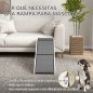 Rampa para Mascotas de Madera con Alfombra Antideslizante para Perros Pequeños o Mayores 152x40x50 cm Blanco y Gris