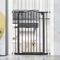 Barrera de Seguridad para Perros 74-80 cm con 2 Extensiones Montaje a Presión Doble Bloqueo para Puerta Escalera Negro