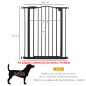 Barrera de Seguridad para Perros 74-80 cm con 2 Extensiones Montaje a Presión Doble Bloqueo para Puerta Escalera Negro