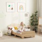 Cama Infantil de Madera con Barandillas y Diseño de Oso Estructura Baja para Niños de 3-6 Años 143,5x80x55 cm Natural