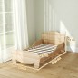 Cama Infantil de Madera con Barandillas y Diseño de Oso Estructura Baja para Niños de 3-6 Años 143,5x80x55 cm Natural