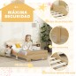 Cama Infantil de Madera con Barandillas y Diseño de Oso Estructura Baja para Niños de 3-6 Años 143,5x80x55 cm Natural