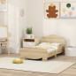 Cama Infantil de Madera con Barandillas y Diseño de Oso Estructura Baja para Niños de 3-6 Años 143,5x80x55 cm Natural