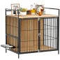 Jaula para Perros Mesa Auxiliar Moderna con Soporte Giratorio con 2 Tazones y 2 Puertas 80x56x76,5 cm Roble