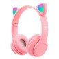CASCOS AURICULARES OREJAS INALÁMBRICOS ROSA+CAJA