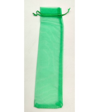 LOTE 98 BOLSAS DE ORGANZA ABANICOS 7 X 28,5 cm VERDE