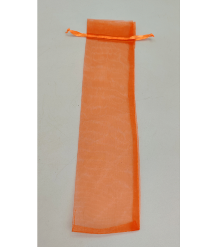 LOTE 95 BOLSAS DE ORGANZA ABANICOS 7 X 28,5 cm naranja