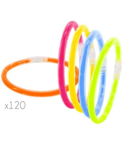 PACK 120 PULSERAS LUMINOSAS FLUORESCENTE LED NEON