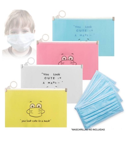 ESTUCHE PVC PORTAMASCARILLAS "HAPPY MASK" 20 X 13 CM