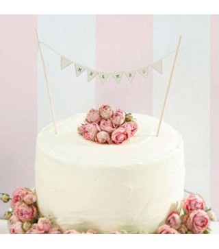 BANDERIN MARFIL PARA TARTA "MR & MRS"