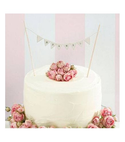 BANDERIN MARFIL PARA TARTA "MR & MRS"