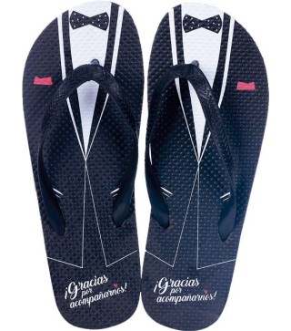 CHANCLAS NOVIO "GRACIAS POR ACOMPAÑARNOS"-Talla 44
