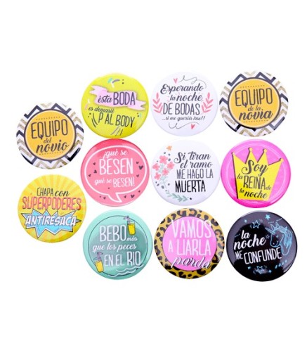 LOTE 11 CHAPAS FRASES WEDDING