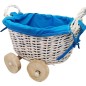 CESTA DE MIMBRE EN FORMA DE CARRITO AZUL