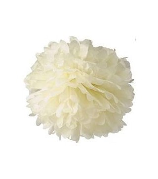 POMPON DE PAPEL DE SEDA 35 CM MARFIL