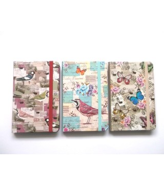 LIBRETA TAPA DURA CON CIERRE "MARIPOSAS"