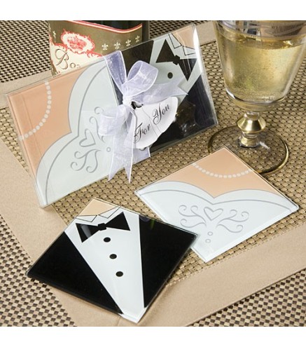 SET 2 POSAVASOS CRISTAL NOVIOS