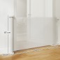Barrera de Seguridad para Perros Retráctil con Interruptor de Cierre para Puertas Escaleras Pasillos 142x10x87 cm Blanco