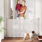 Barrera para Perros Retráctil 0-140 cm Barrera de Seguridad con Interruptor de Cierr para Puertas y Escaleras Blanco