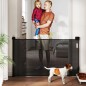 Barrera para Perros Retráctil 0-140 cm Barrera de Seguridad con Interruptor de Cierr para Puertas y Escaleras Negro