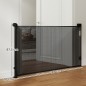 Barrera para Perros Retráctil 0-140 cm Barrera de Seguridad con Interruptor de Cierr para Puertas y Escaleras Negro