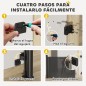 Barrera para Perros Retráctil 0-140 cm Barrera de Seguridad con Interruptor de Cierr para Puertas y Escaleras Negro