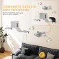 Juego de Escalada para Gatos de Pared de 6 Piezas con Condominio Plataforma Hamaca Escaleras y Tabla de Rascar Gris