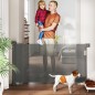 Barrera de Seguridad para Perros Retráctil con Interruptor de Cierre para Puertas Escaleras Pasillos 142x10x87 cm Gris