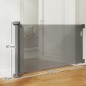 Barrera de Seguridad para Perros Retráctil con Interruptor de Cierre para Puertas Escaleras Pasillos 142x10x87 cm Gris