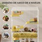 Jaula para Animales Pequeños de 4 Niveles con Ruedas Bandeja Profunda Rampas Plataformas y Comedero 73x47x123 cm Blanco
