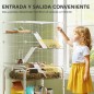 Jaula para Animales Pequeños de 4 Niveles con Ruedas Bandeja Profunda Rampas Plataformas y Comedero 73x47x123 cm Blanco