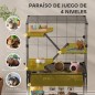Jaula para Animales Pequeños de 4 Niveles con Ruedas Bandeja Profunda Rampas Plataformas y Comedero 73x47x123 cm Negro