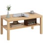 Mesa de Centro Moderna Mesa Baja con 2 Estantes de Almacenamiento Mesita para Salón Carga 20 kg 90x45x44,5 cm Natural