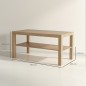 Mesa de Centro Moderna Mesa Baja con 2 Estantes de Almacenamiento Mesita para Salón Carga 20 kg 90x45x44,5 cm Natural