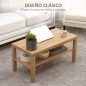 Mesa de Centro Moderna Mesa Baja con 2 Estantes de Almacenamiento Mesita para Salón Carga 20 kg 90x45x44,5 cm Natural