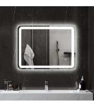 Espejo de Baño con Luces LED 60x80 cm Espejo de Pared Antivaho con 3 Temperaturas de Color Regulable Función de Memoria