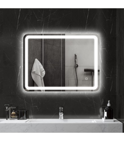 Espejo de Baño con Luces LED 60x80 cm Espejo de Pared Antivaho con 3 Temperaturas de Color Regulable Función de Memoria