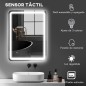 Espejo de Baño con Luces LED 60x80 cm Espejo de Pared Antivaho con 3 Temperaturas de Color Regulable Función de Memoria