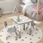 Conjunto de Mesa y 2 Sillas Infantiles Ajustables en Altura para Niños de 18 Meses a 5 Años Fácil de Limpiar