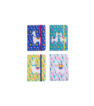 OFERTA! LOTE DE 500 LIBRETA "LLAMAS" CON CIERRE DE BANDA ELÁSTICA
