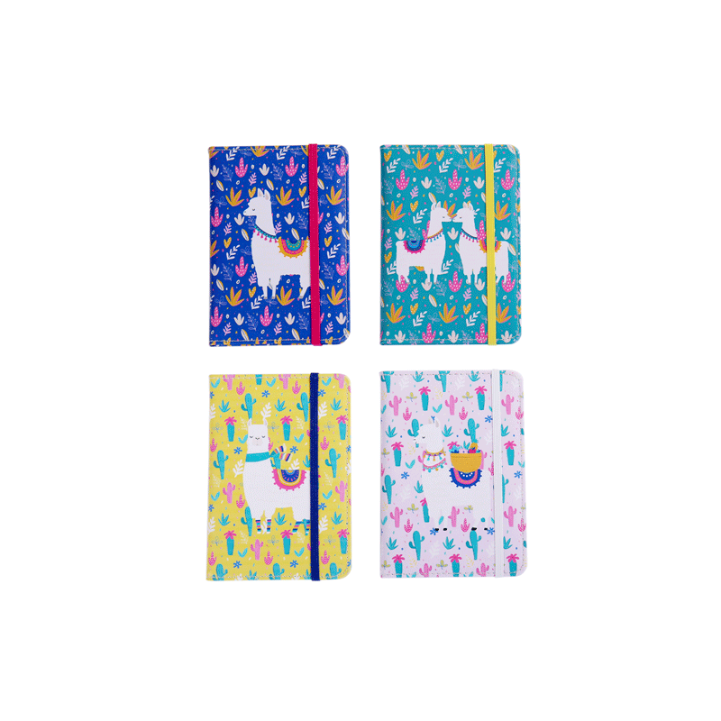 OFERTA! LOTE DE 500 LIBRETA "LLAMAS" CON CIERRE DE BANDA ELÁSTICA