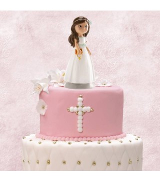 FIGURA TARTA COMUNIÓN NIÑA ACCESORIOS 13 CM