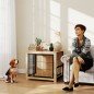 Jaula para Perros Mesa Auxiliar Moderna con 2 Puertas Soporte Giratorio con 2 Tazones 80x60x68 cm Roble Jaula para Perros Mesa Auxiliar Moderna con 2 Puertas Soporte Giratorio con 2 Tazones 80x60x68 cm Roble