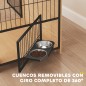 Jaula para Perros Mesa Auxiliar Moderna con 2 Puertas Soporte Giratorio con 2 Tazones 80x60x68 cm Roble