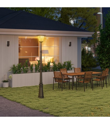 Farola Solar Exterior con Panel Solar Encendido y Apagado Automático Sensor de Movimiento IP44 26x24x220 cm Negro